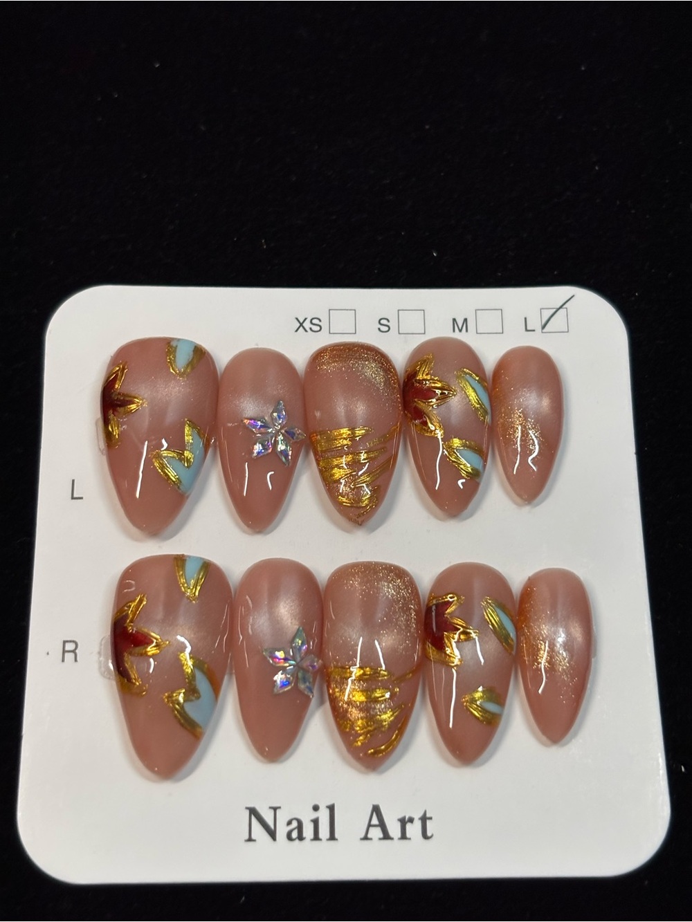 Nude Pink Gold Accent Press-On Nail Set